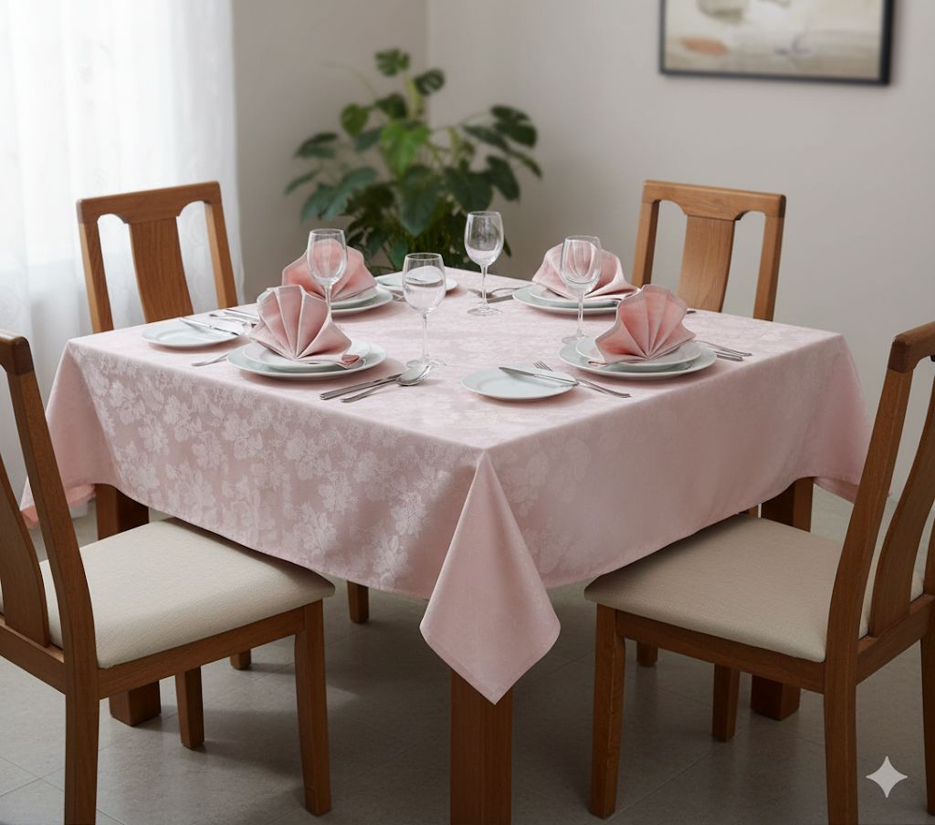 Nappe rose + 6 serviettes 
