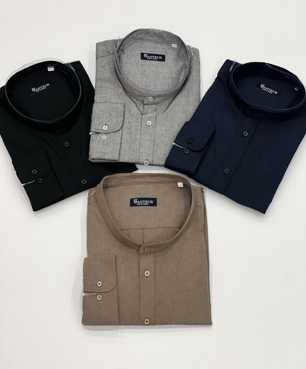 chemise col chinois manches longues