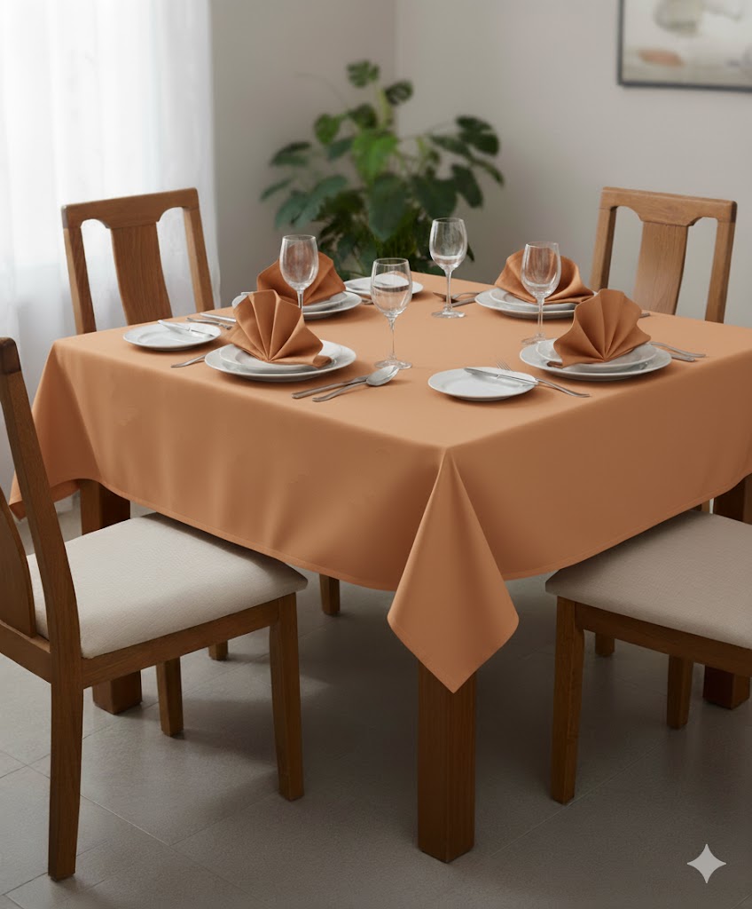 Nappe orangé clair + 6 serviettes