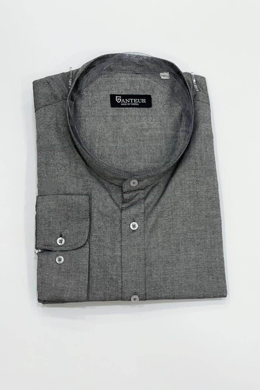 chemise col chinois manches longues