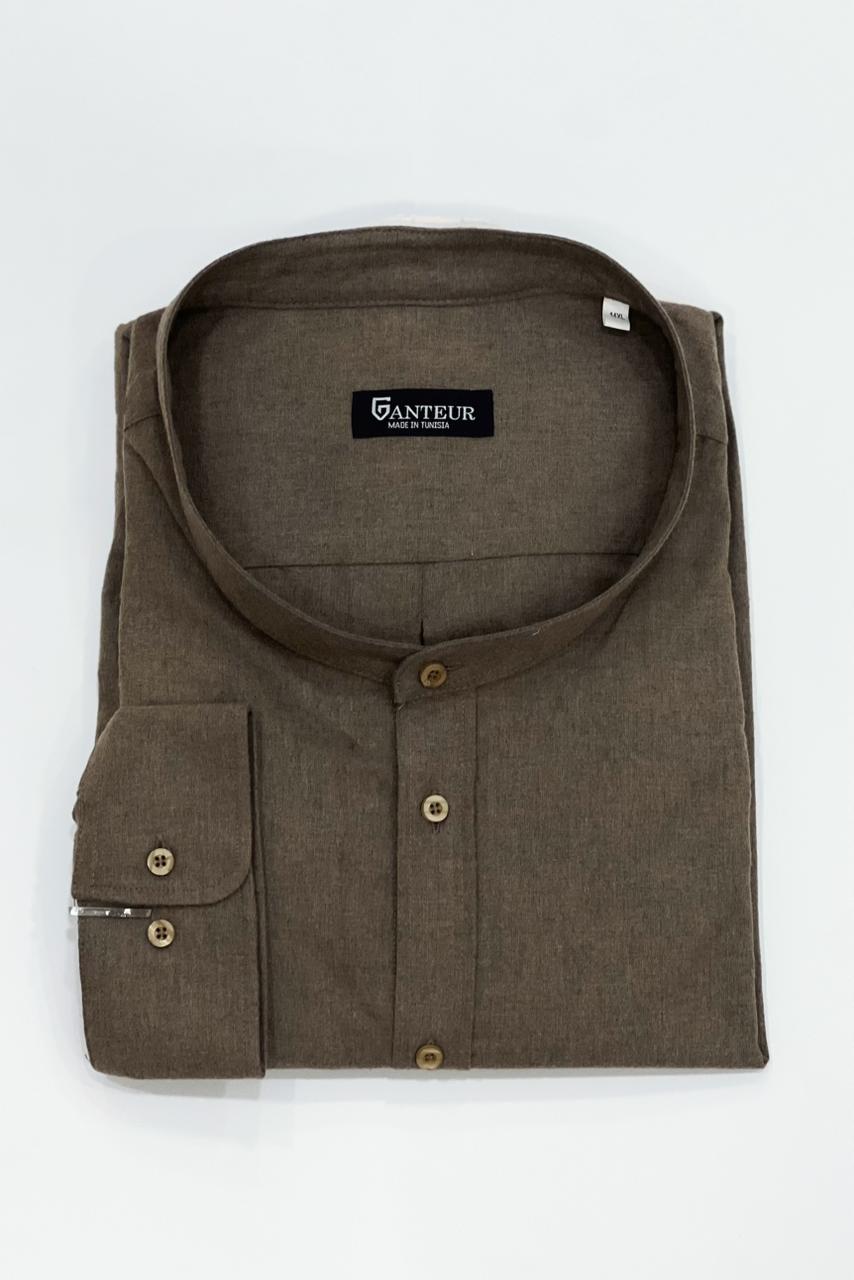 chemise col chinois manches longues