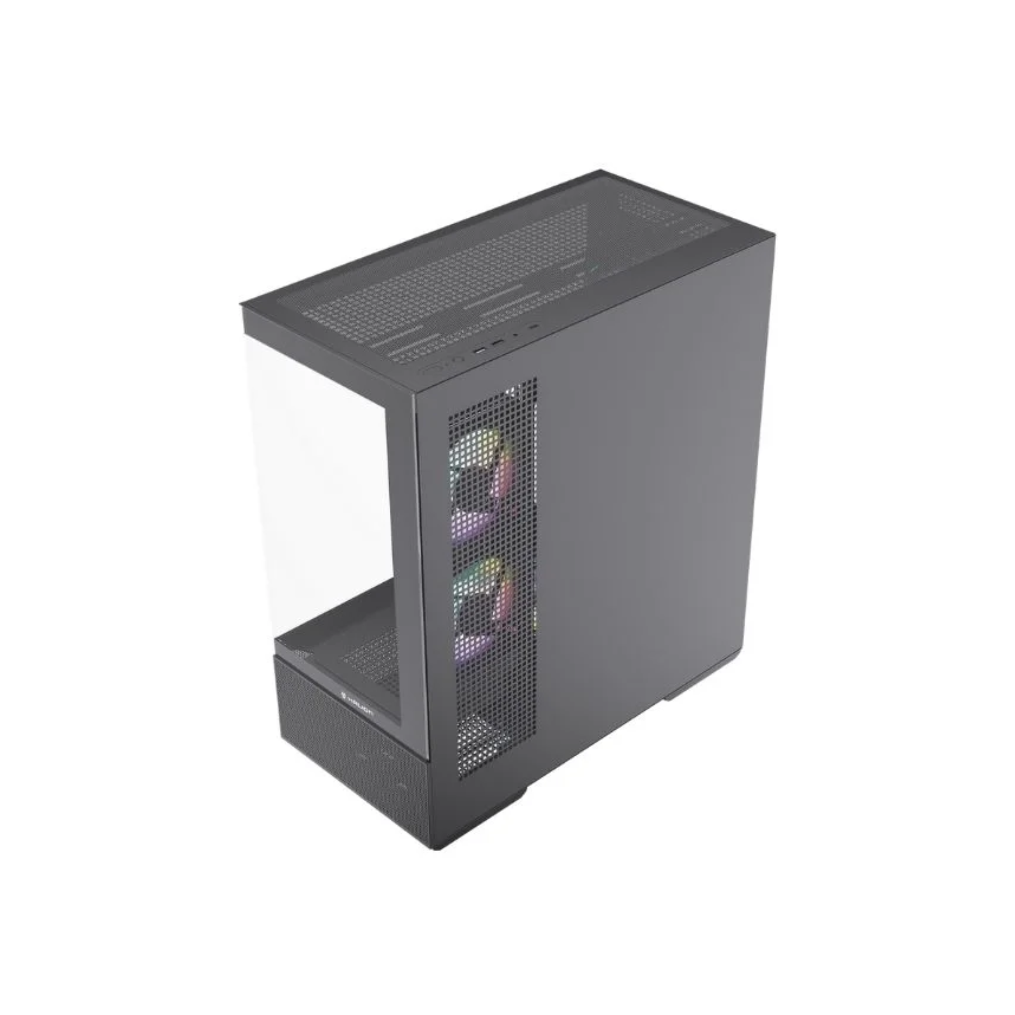 CASE HALION CRYSTAL 760B BLACK | Fish Tank | 5 Fans ARGB | Vidrio Templado | Sin Fuente