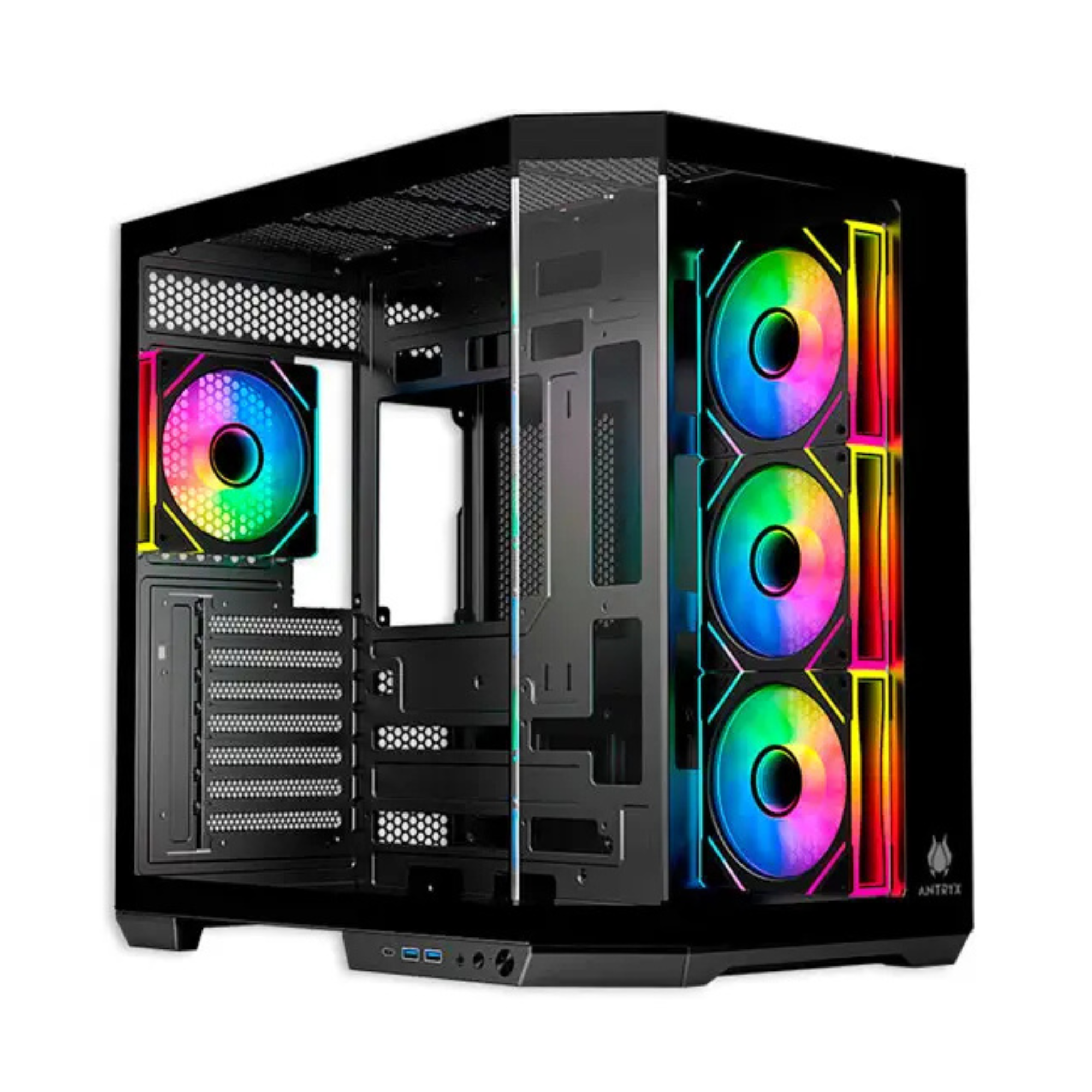 CASE ANTRYX FX800 BLACK | 4 Fans ARGB | USB Type-C | Vidrio Templado | S/Fuente