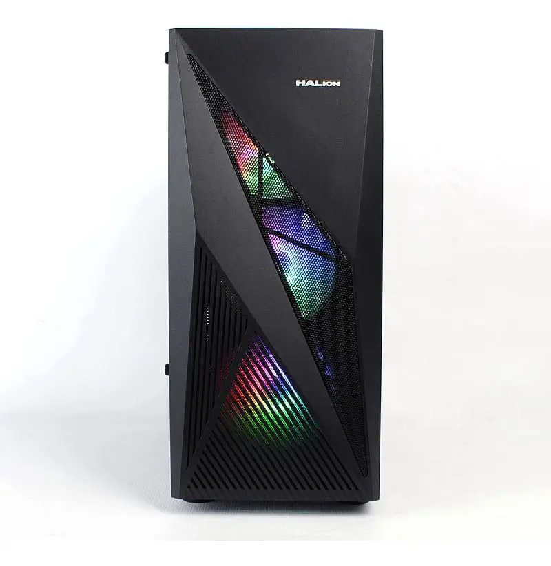 CASE HALION MAVERICK CR12  500W  4 Fans Rainbow RGB  Malla Frontal  Vidrio Templado