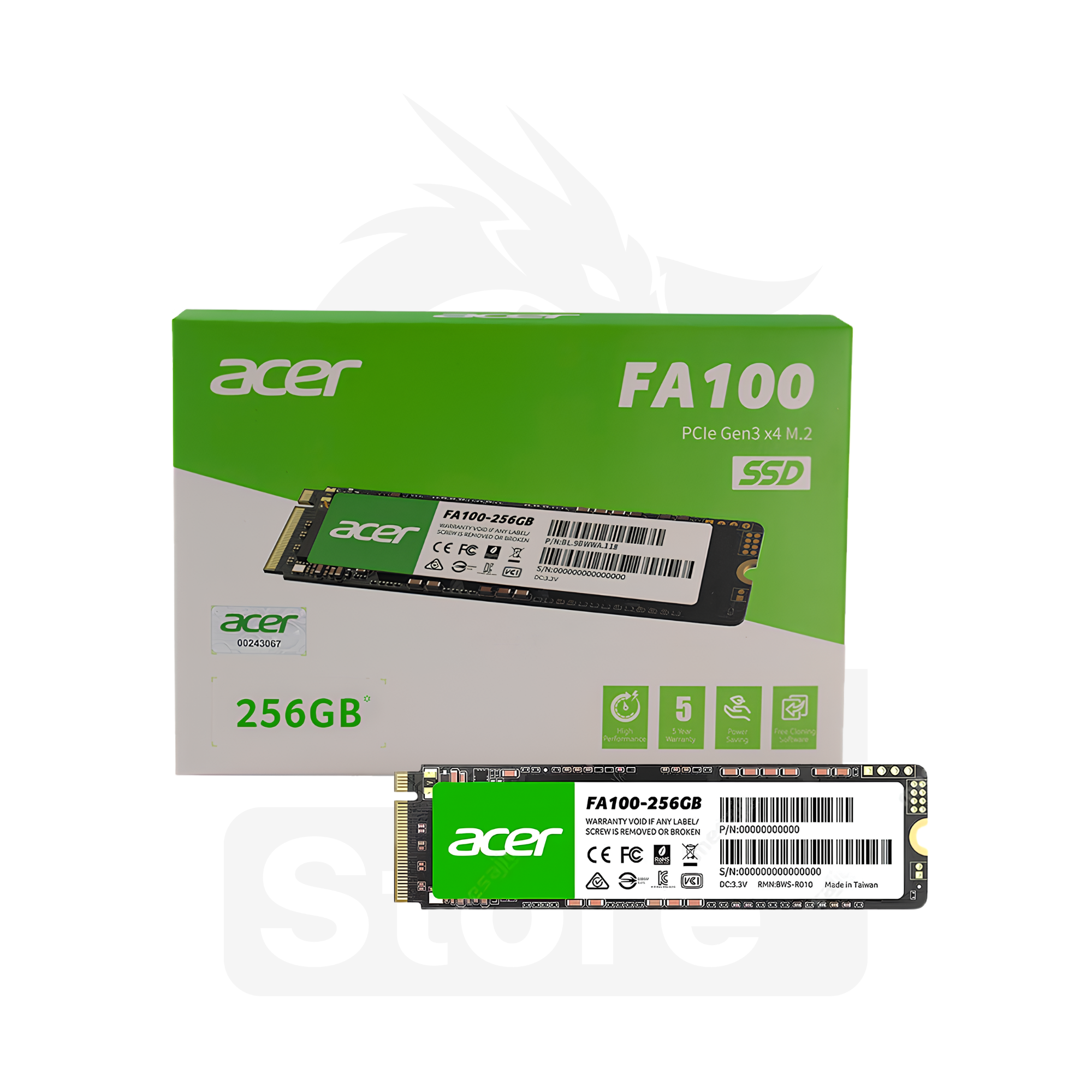 DISCO SÓLIDO ACER FA100 256GB SSD NVMe M.2 PCIe 3.0 2280 – Hasta 3300 MB/s