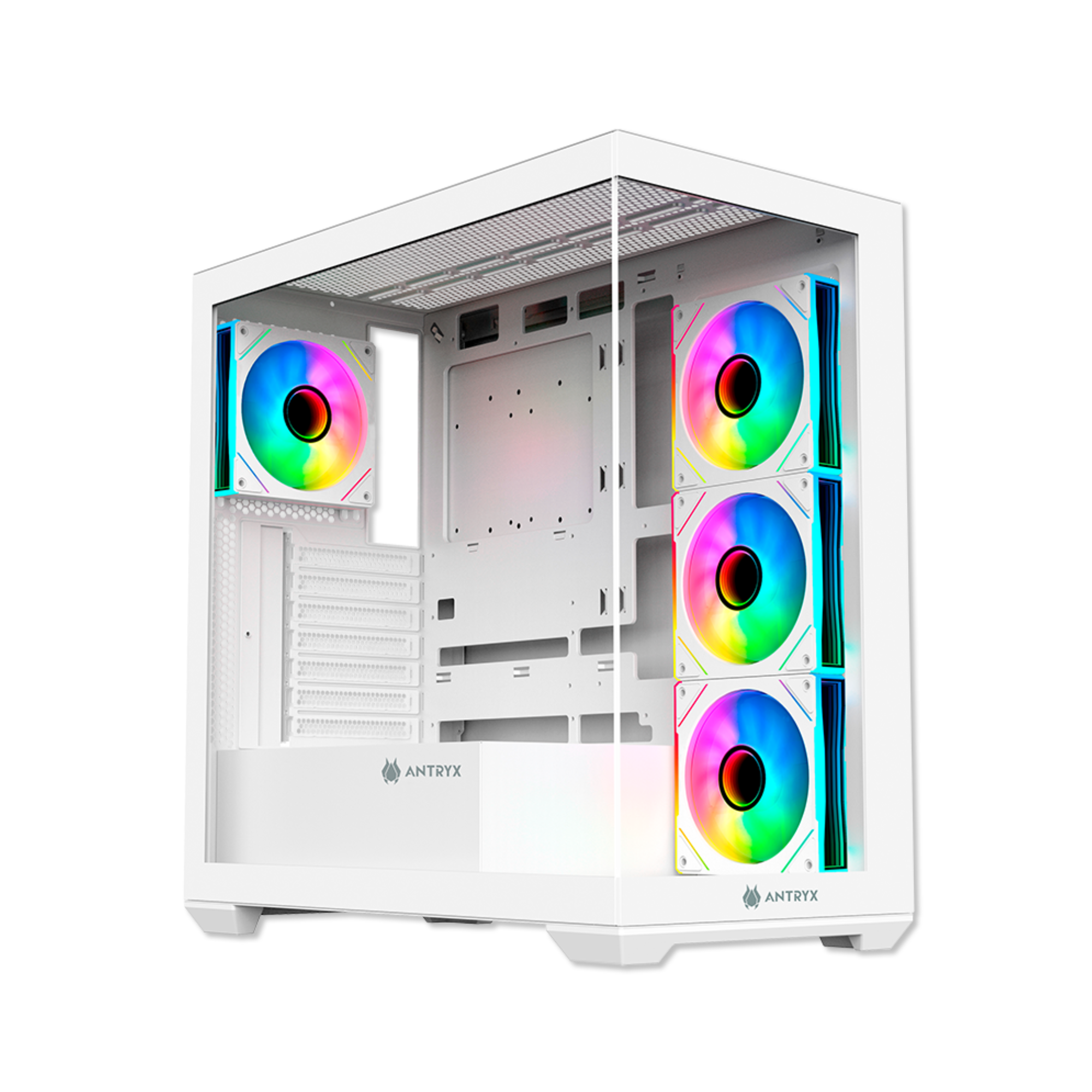 CASE ANTRYX FX750 WHITE | 4 Fans ARGB | USB Type-C | Vidrio Templado | S/Fuente