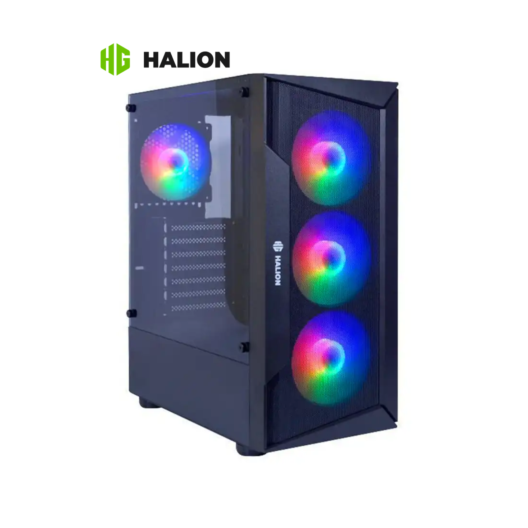 CASE HALION MARTE CR28 BLACK | 500W | 4 Fans RGB | Malla | Vidrio Templado