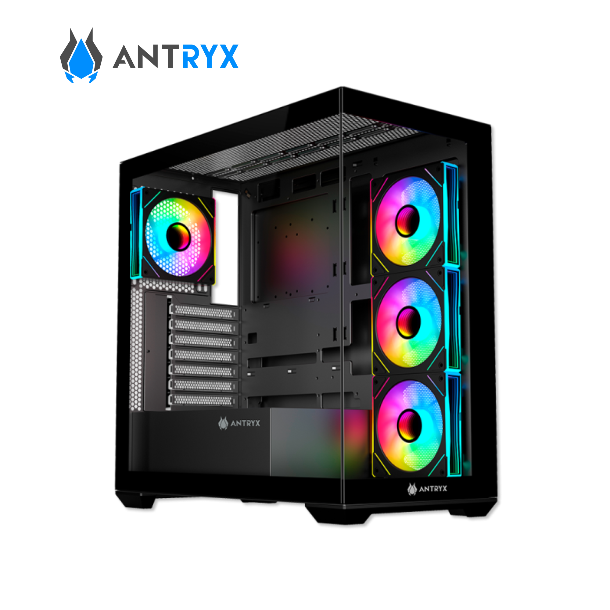 CASE ANTRYX FX750 BLACK | 4 Fans ARGB | USB Type-C | Vidrio Templado | S/Fuente