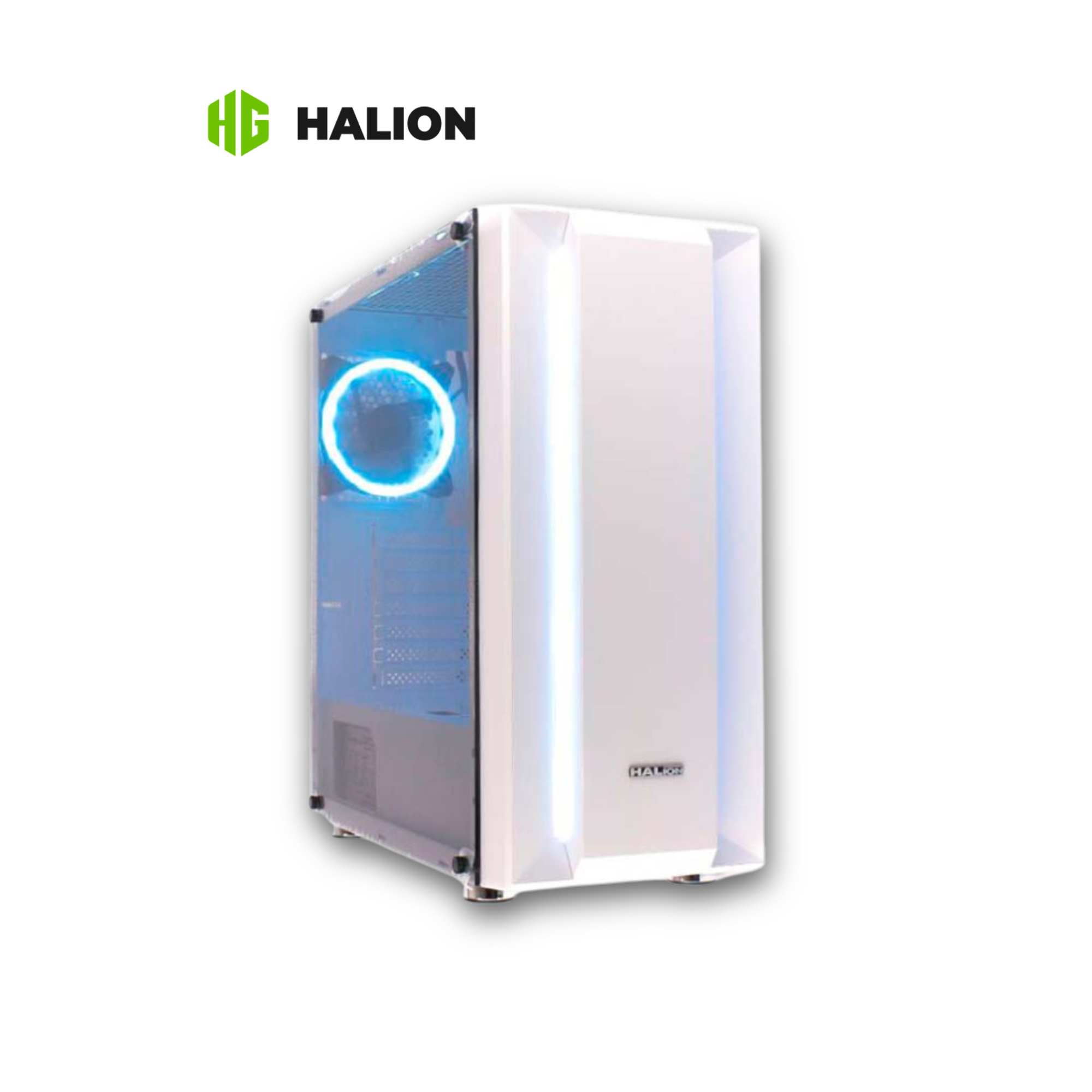 CASE HALION FLASH CH03WH WHITE | 500W | Banda RGB | Vidrio Templado