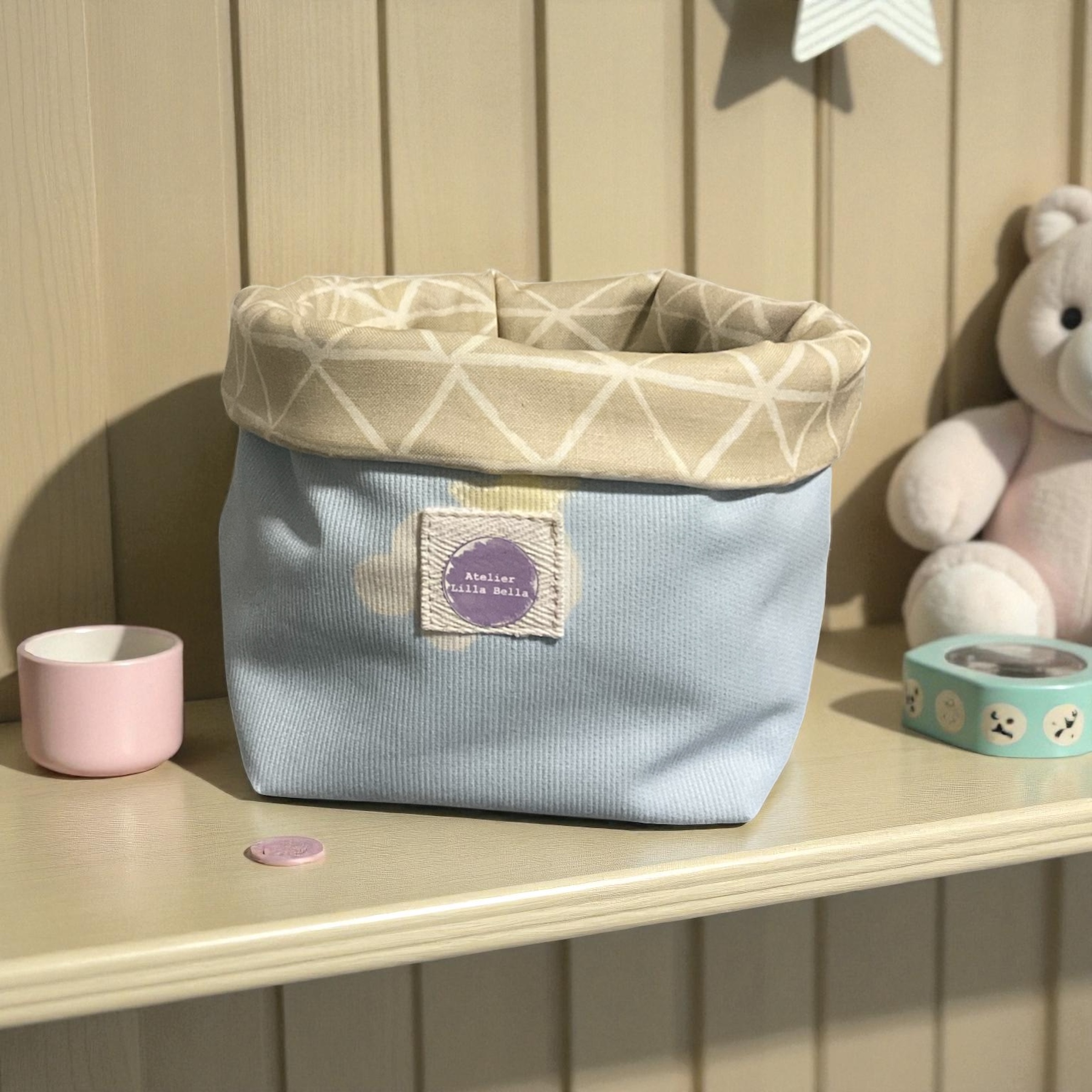 Panier de rangement en tissu ~ fantaisie étoiles et ours