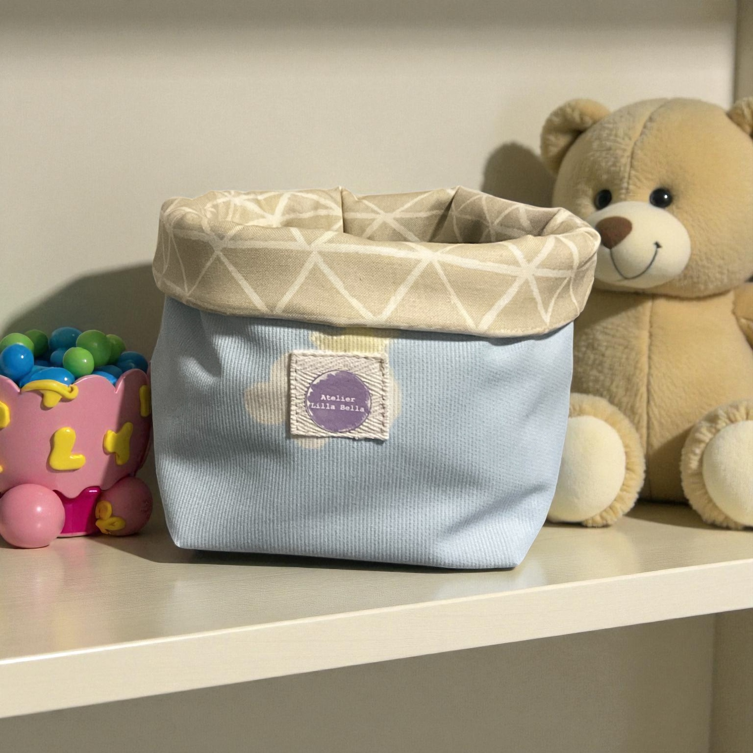 Panier de rangement en tissu ~ fantaisie étoiles et ours