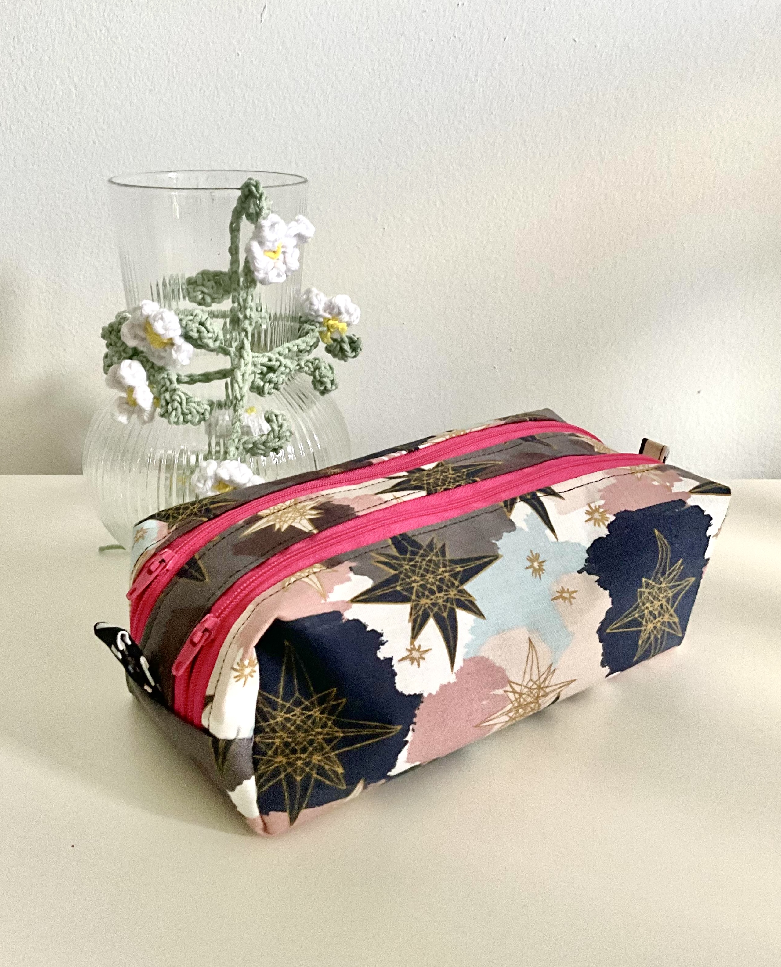 Trousse fantaisie avec 2 fermetures éclair