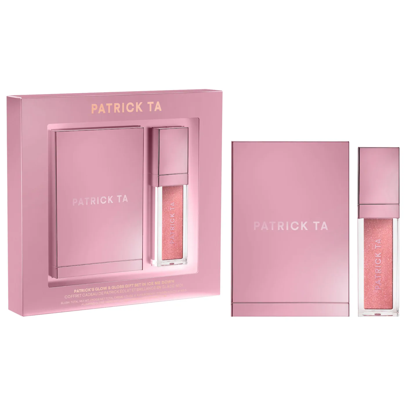 PATRICK TA Patrick's Glow and Gloss  Set: Major Headlines Blush Duo and Lip  Gloss Makeup Gift Set Ice Me Down