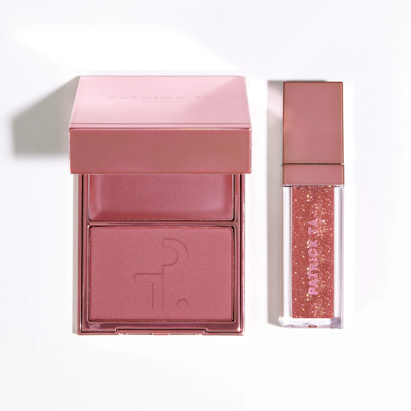 PATRICK TA Patrick's Glow and Gloss  Set: Major Headlines Blush Duo and Lip  Gloss Makeup Gift Set Warm Me Up