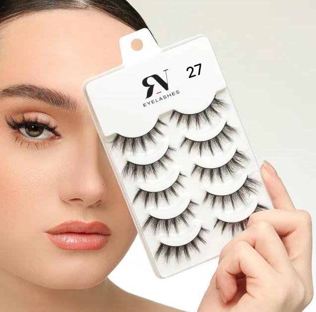 RV EYELASHES  Pestaña H27 Cabello Natural Blister de 5 pzas