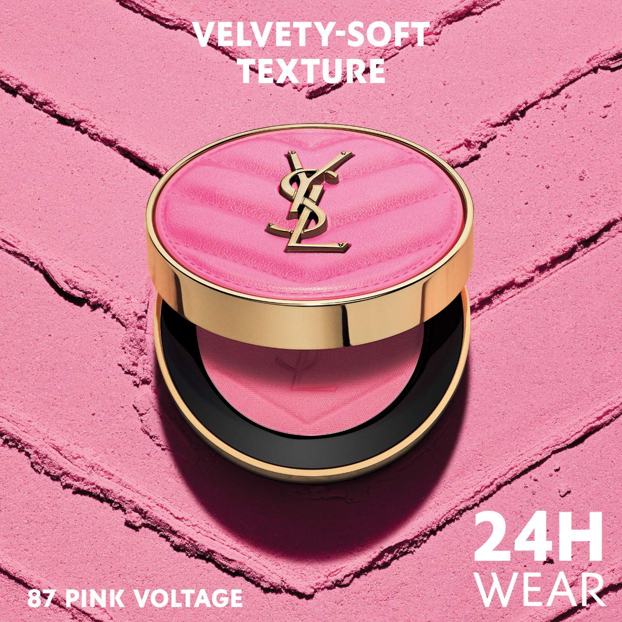  IVES SAINT LAURENT  Make Me Blush 24H Buildable Powder  Blush 87 Pink Voltage
