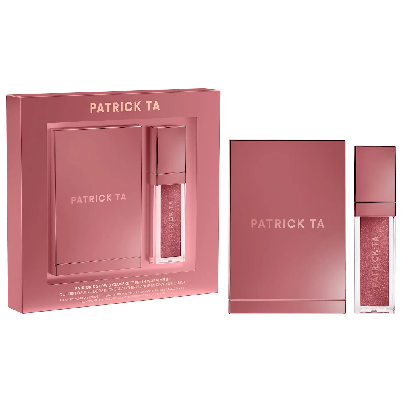 PATRICK TA Patrick's Glow and Gloss  Set: Major Headlines Blush Duo and Lip  Gloss Makeup Gift Set Warm Me Up