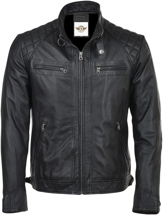 Quilted Leather Jacket with Zipper
