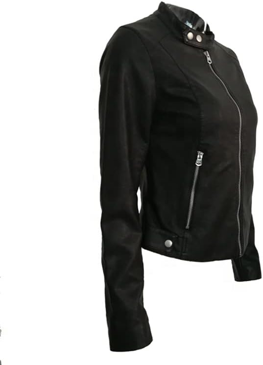Stylish Solid Motorbike Leather Jacket - KL34