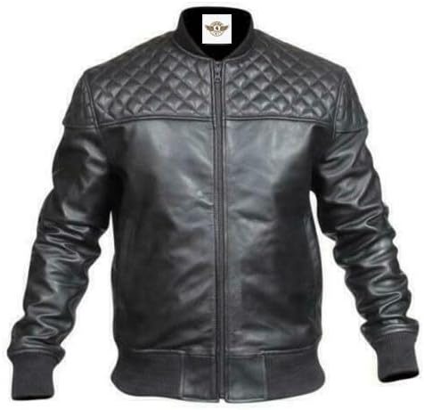 Quilted Leather Bomber Jacket, Zip Front