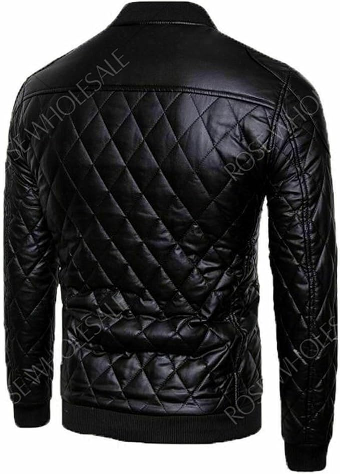 Quilted Leather Bomber Jacket