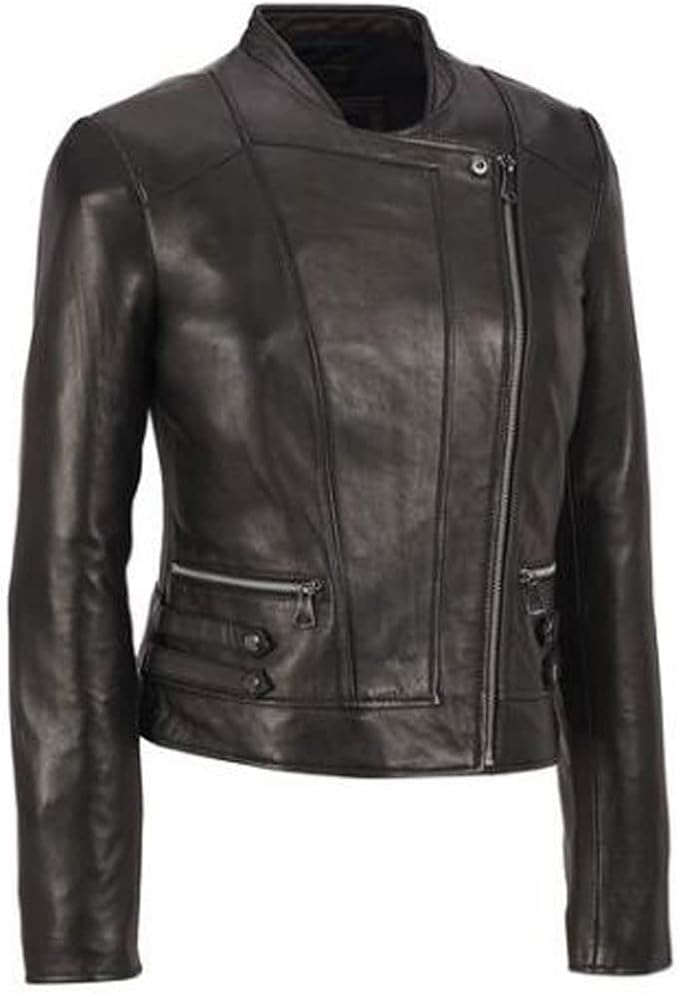 Real Lambskin Leather Biker Jacket - KL32