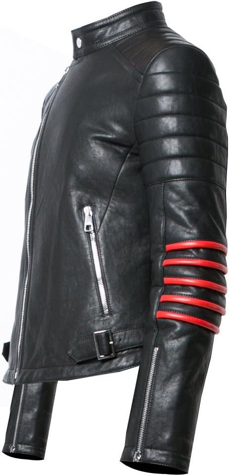 Leather Biker Jacket with Zippers - KL10