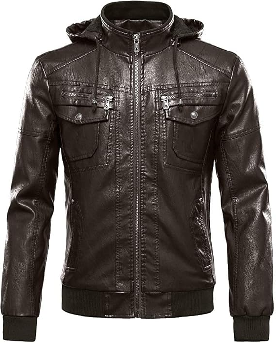 Leather Jacket with Zip Front