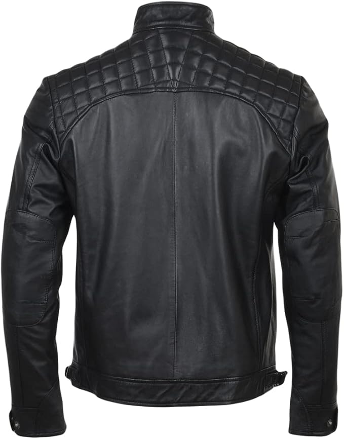 Quilted Leather Jacket with Zipper