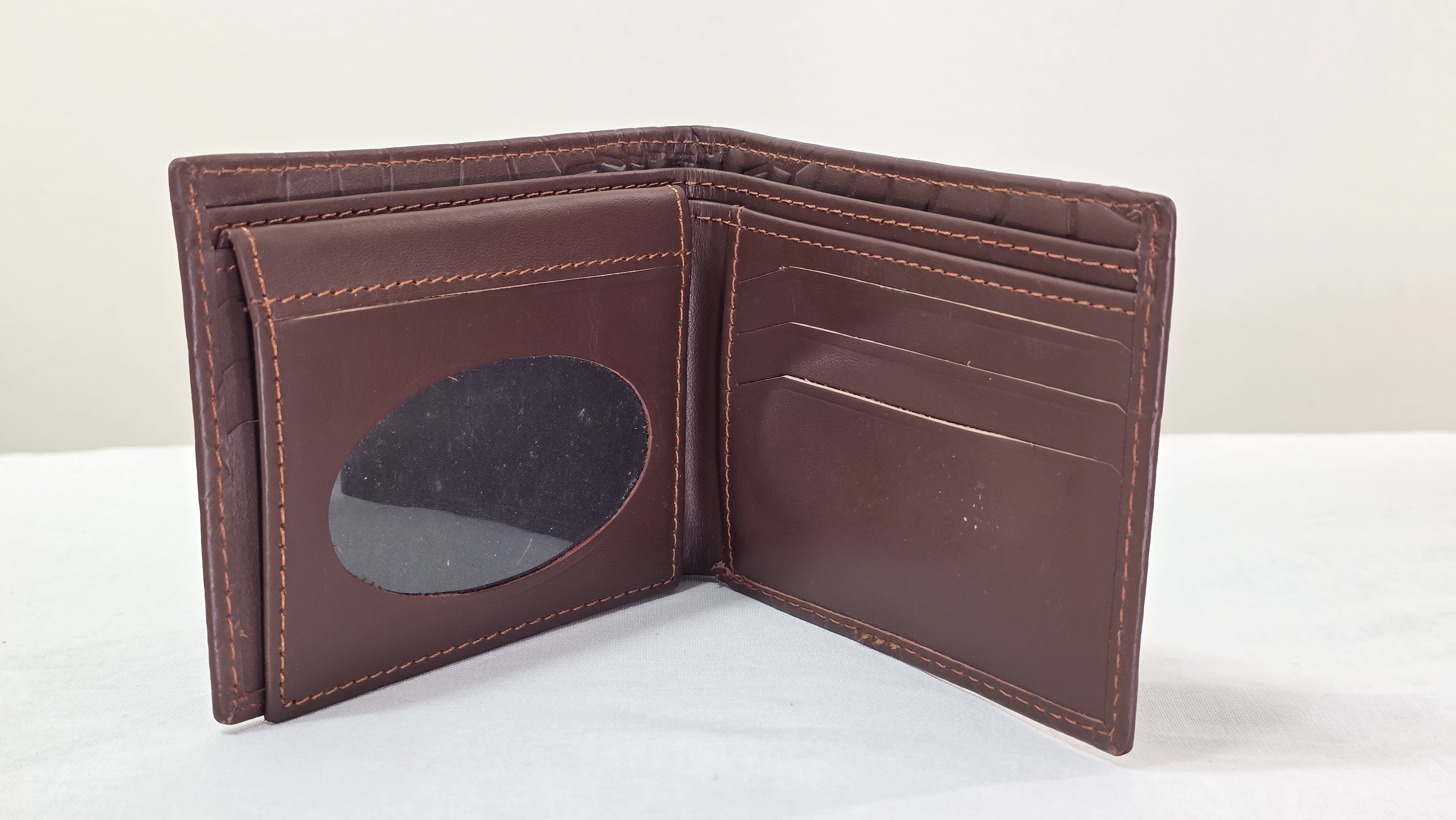 Croc-Textured Mahogany Brown