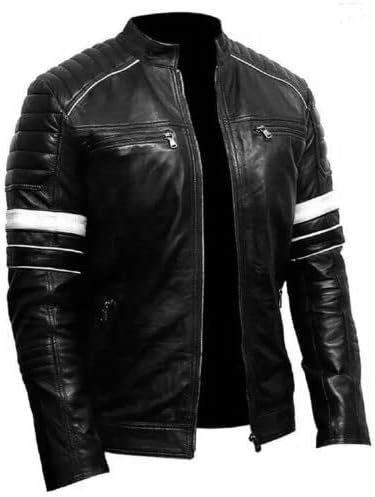 Biker Jacket with Striped Accents