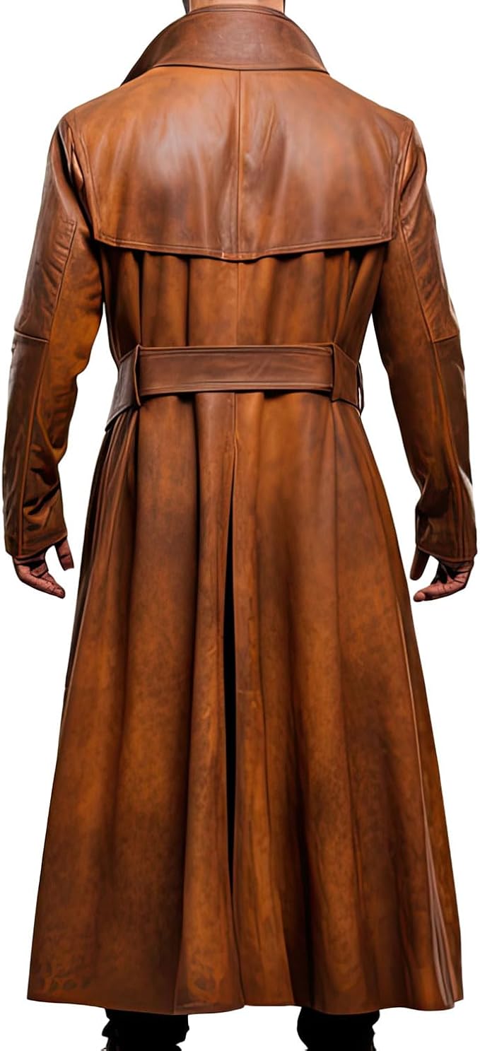 Brown Leather Trench Coat
