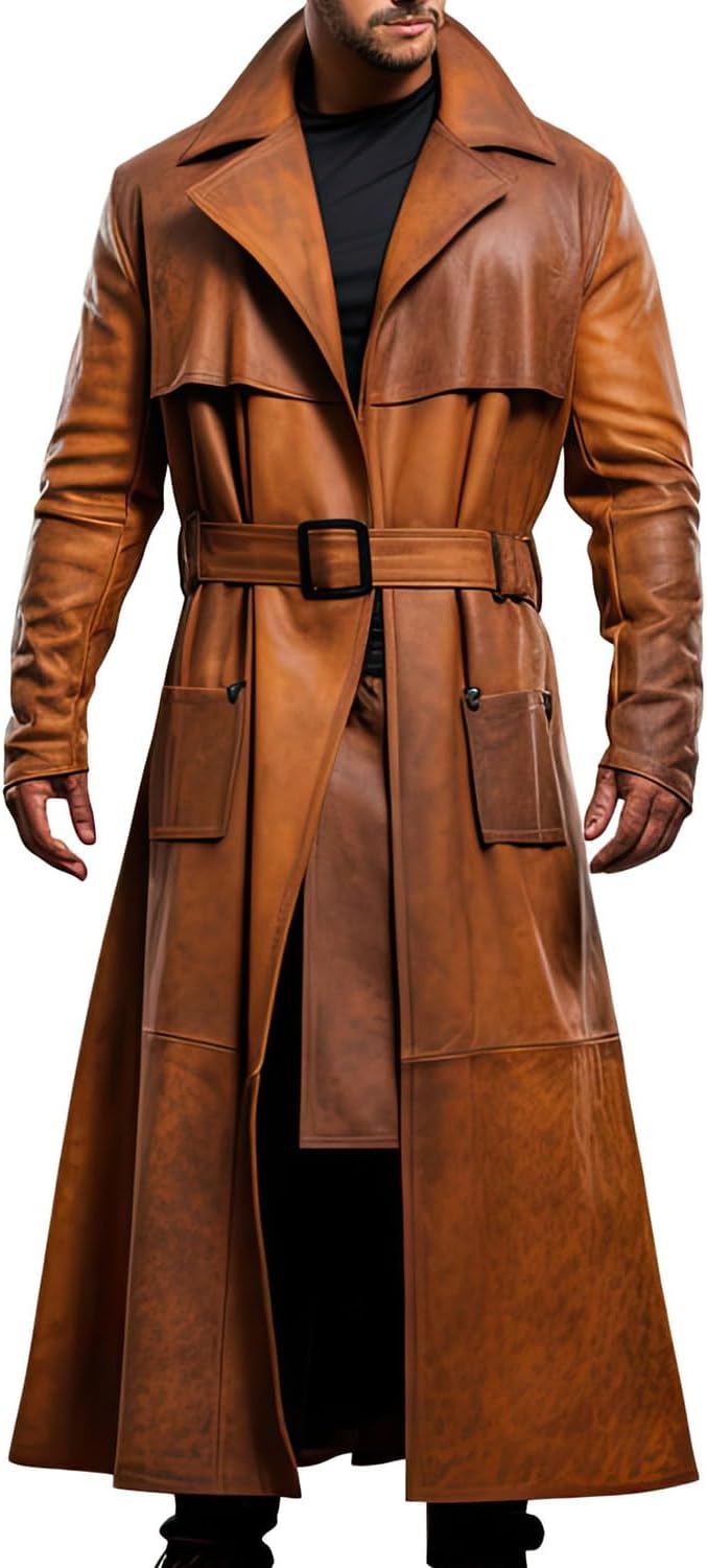 Brown Leather Trench Coat