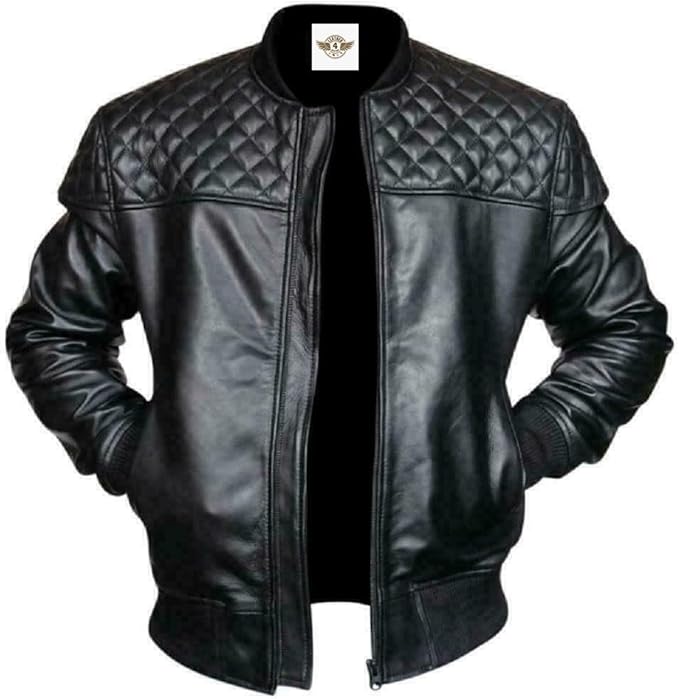 Quilted Leather Bomber Jacket, Zip Front