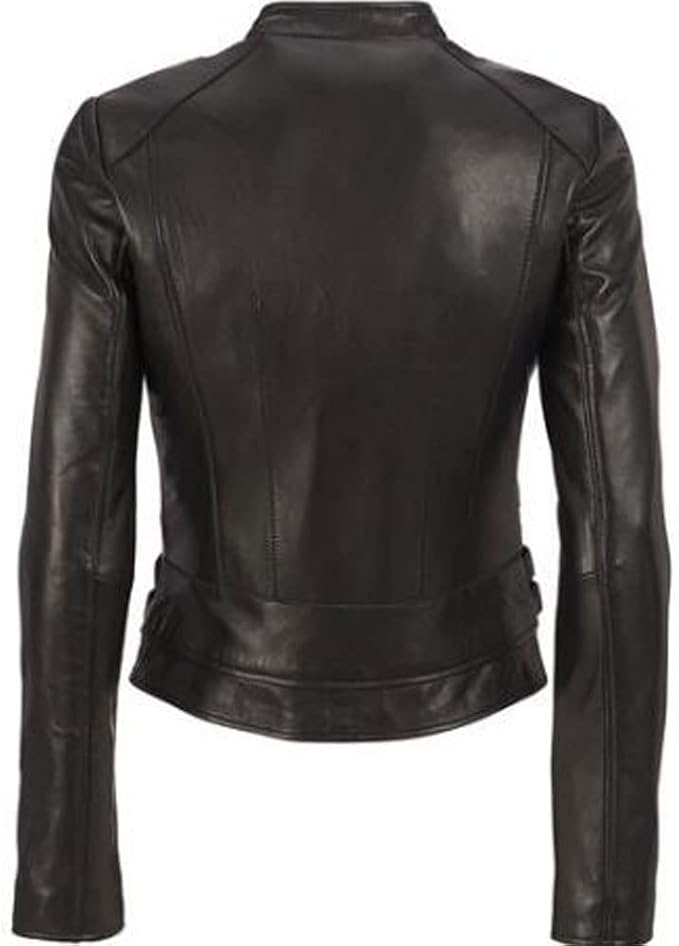 Real Lambskin Leather Biker Jacket - KL32