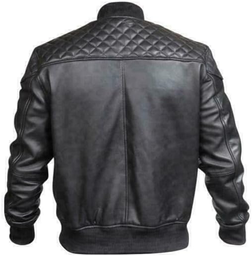 Quilted Leather Bomber Jacket, Zip Front