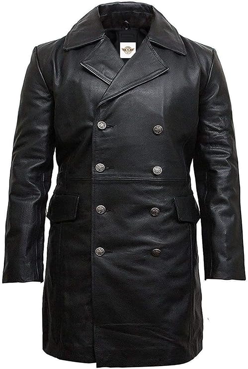 Double-Breasted Leather Trench Coat