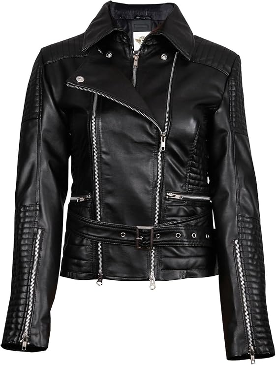 Miyano Black Biker Leather Jacket - KL19