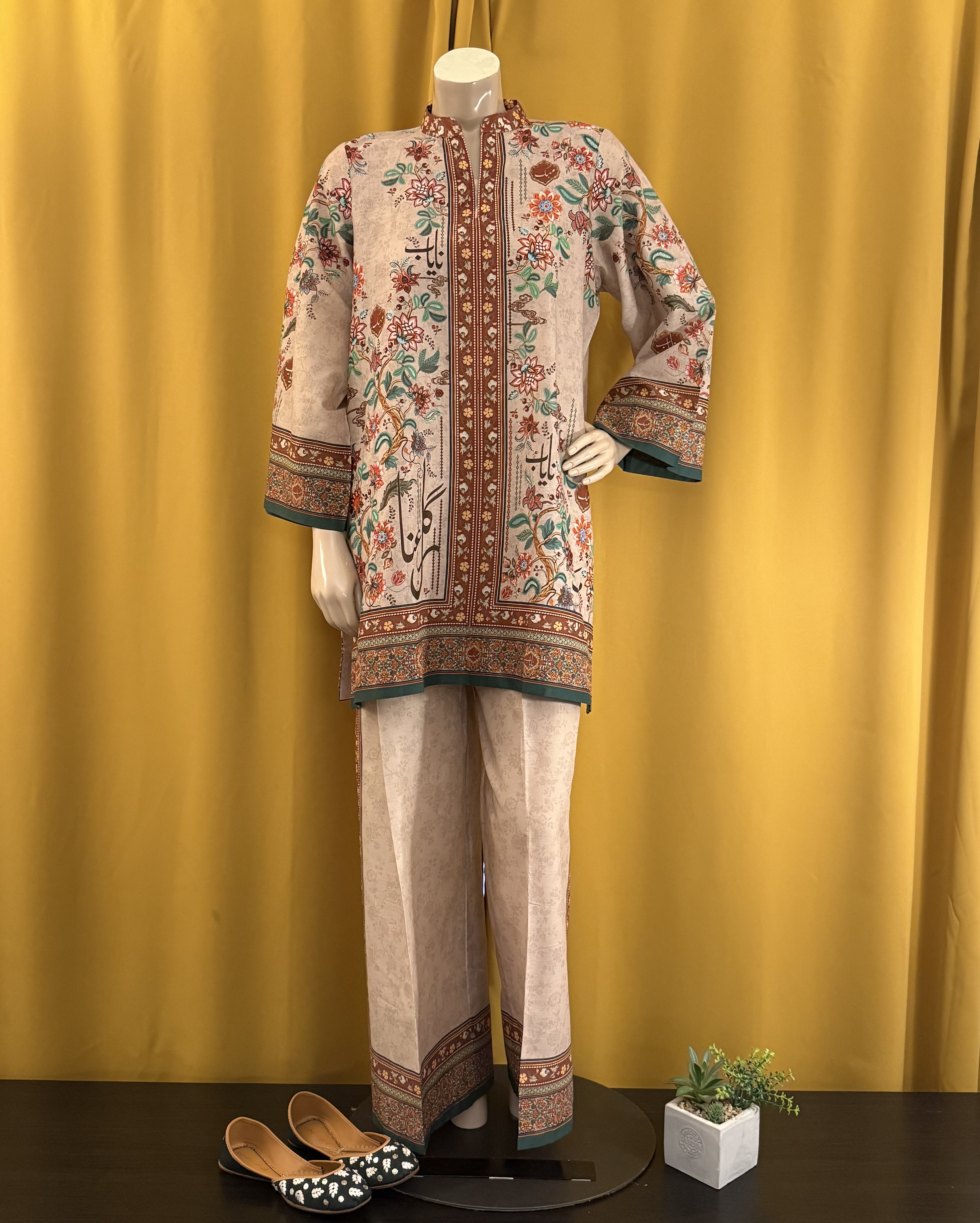 Floral Harmony Co-Ord Set - Beige
