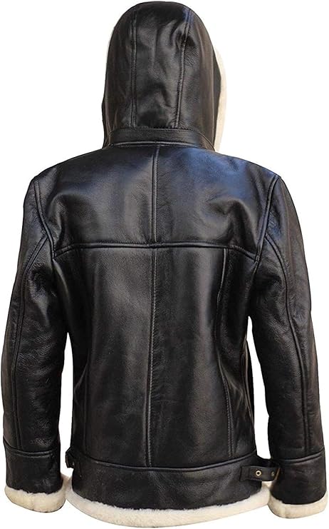 Leather Jacket with Fur Lining, Hooded