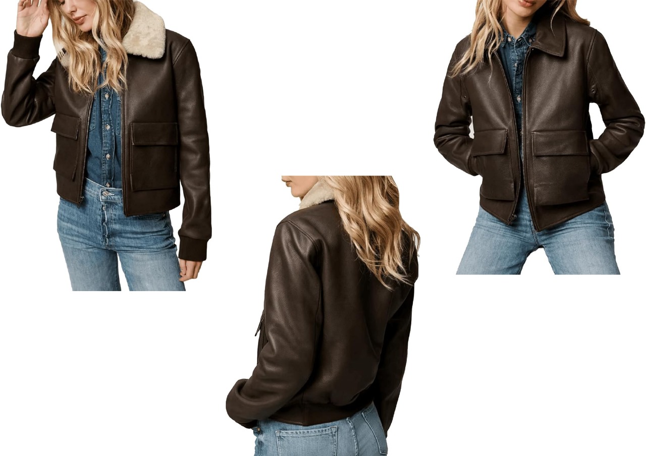 Women's Brown Shearling Leather Jacket