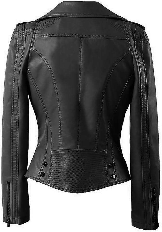 Designer Black Biker Leather Jacket - KL20