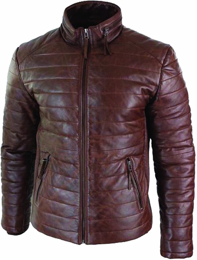 Puffer leather Jacket