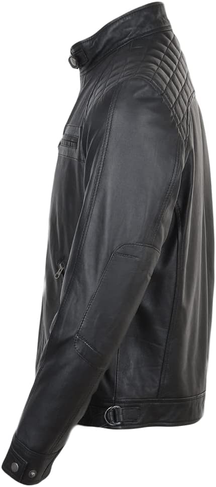 Quilted Leather Jacket with Zipper