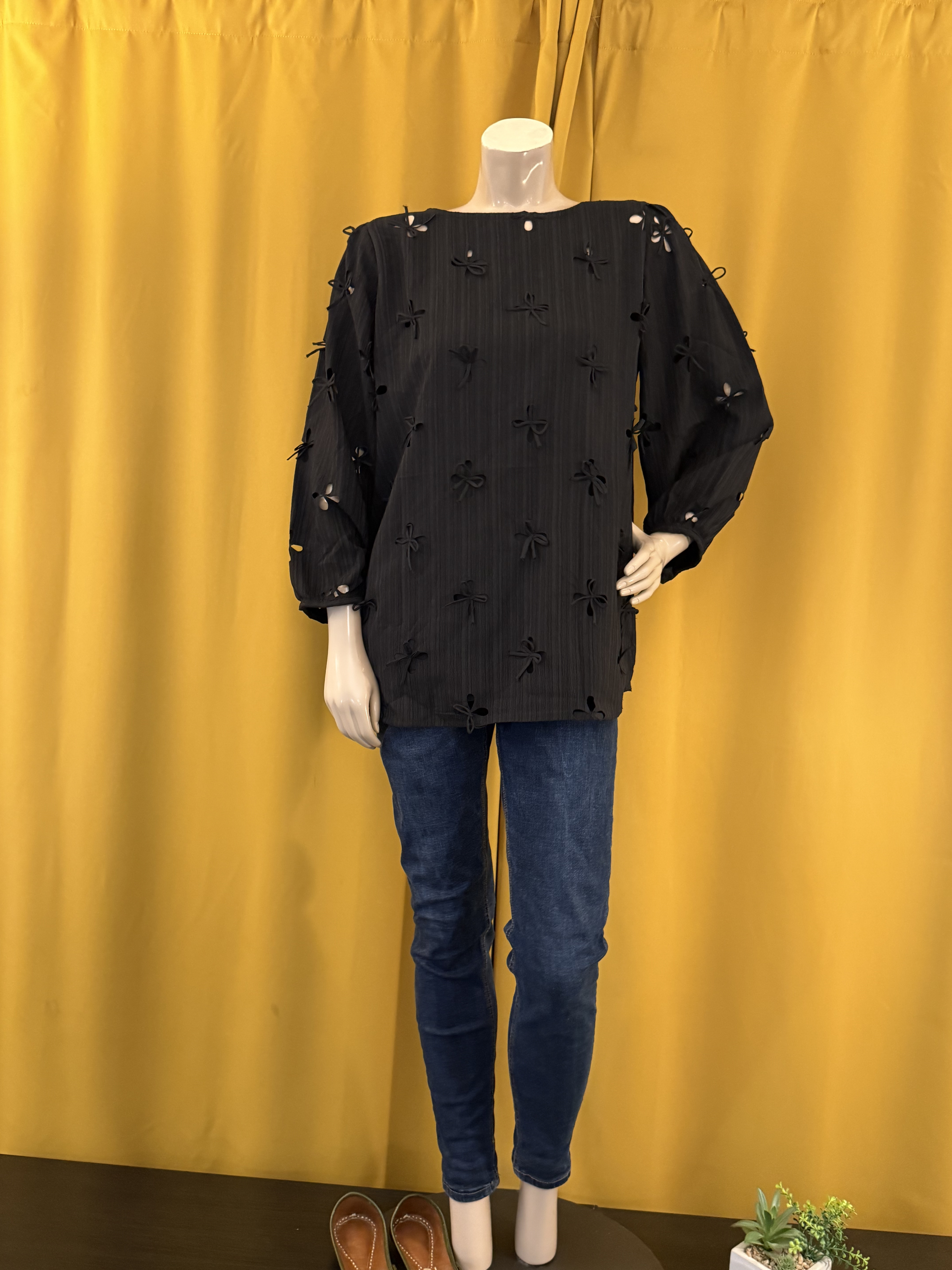 Noir Petal Eyelet Tunic