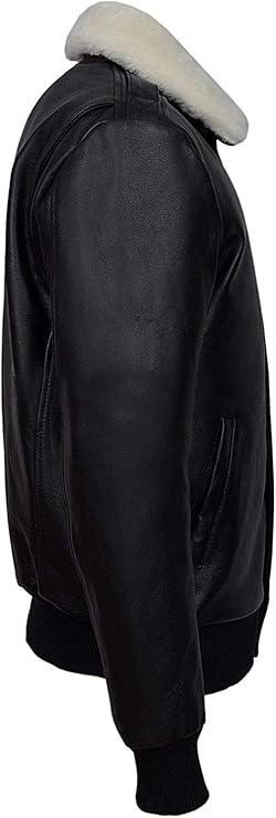 Leather Jacket with Faux Fur Collar