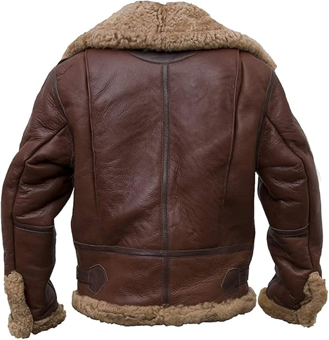Leather Bomber Jacket with Fur Collar