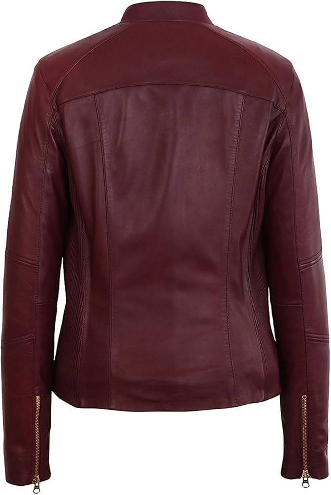 Burgundy Leather Moto Jacket