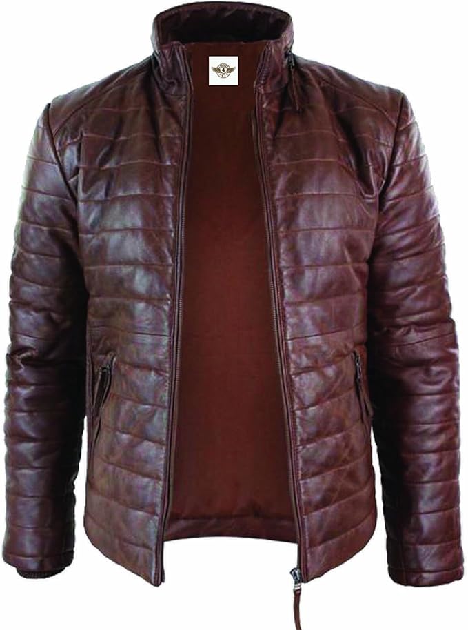 Puffer leather Jacket