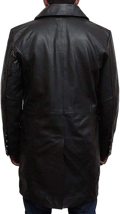 Double-Breasted Leather Trench Coat